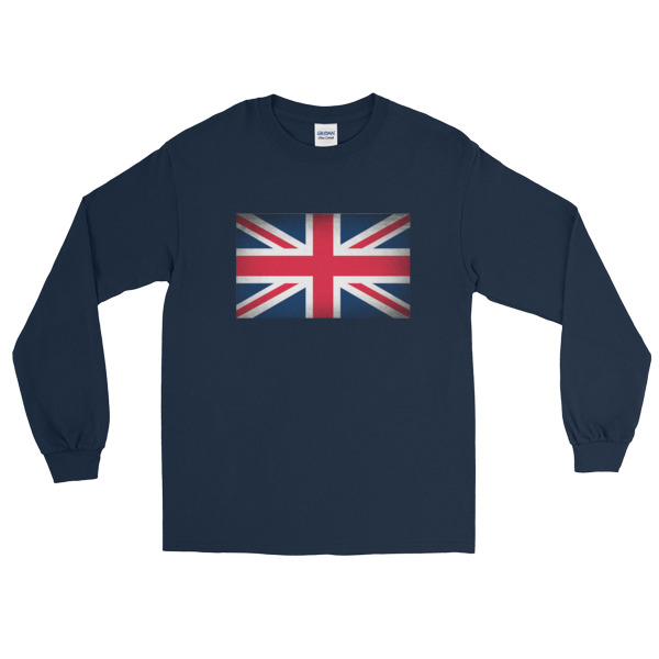 Vintage UK Flag Long Sleeve T-Shirt - Image 3