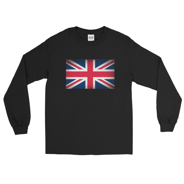 Vintage UK Flag Long Sleeve T-Shirt - Image 2
