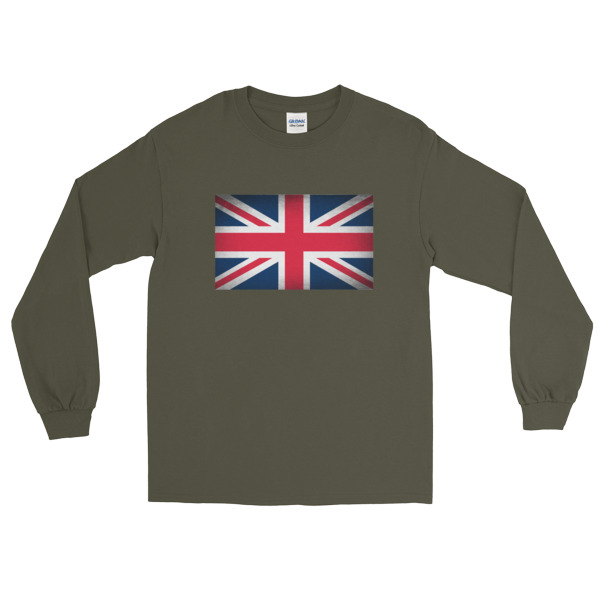 Vintage UK Flag Long Sleeve T-Shirt - Image 4