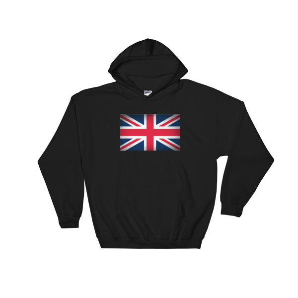Vintage UK Flag Hooded Sweatshirt - Image 2