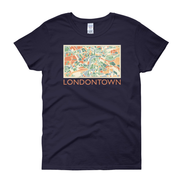 Londontown Map - Women's Gildan short sleeve t-shirt - Image 4
