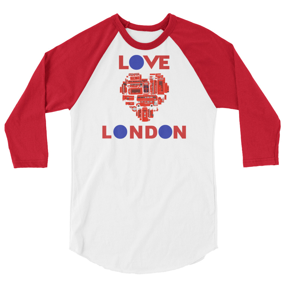 Anglotees Classic Design: Love London - 3/4 sleeve raglan shirt - Image 5