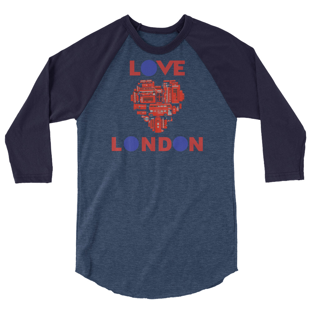 Anglotees Classic Design: Love London - 3/4 sleeve raglan shirt - Image 6