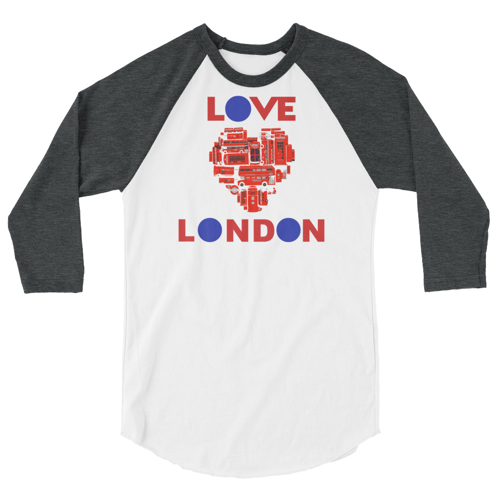 Anglotees Classic Design: Love London - 3/4 sleeve raglan shirt - Image 3
