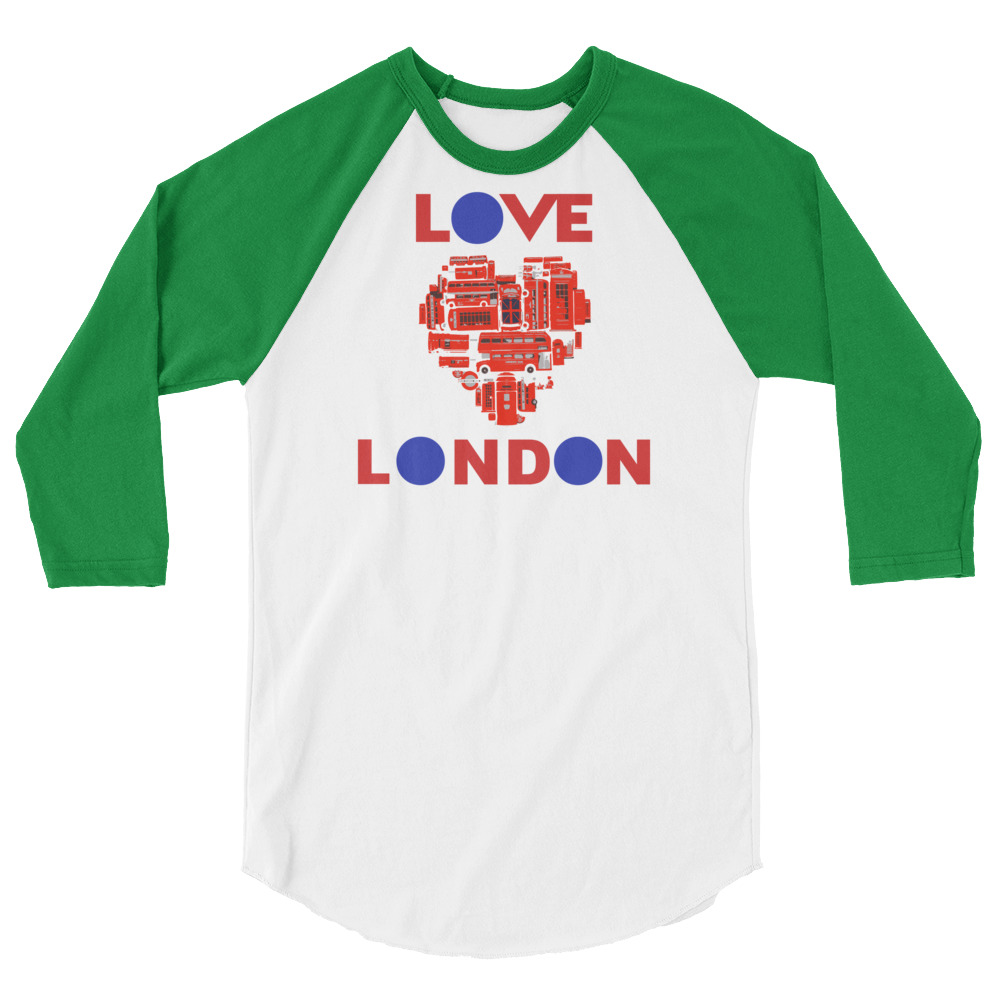 Anglotees Classic Design: Love London - 3/4 sleeve raglan shirt - Image 4