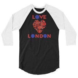 Anglotees Classic Design: Love London - 3/4 sleeve raglan shirt