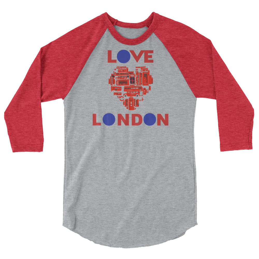 Anglotees Classic Design: Love London - 3/4 sleeve raglan shirt - Image 8