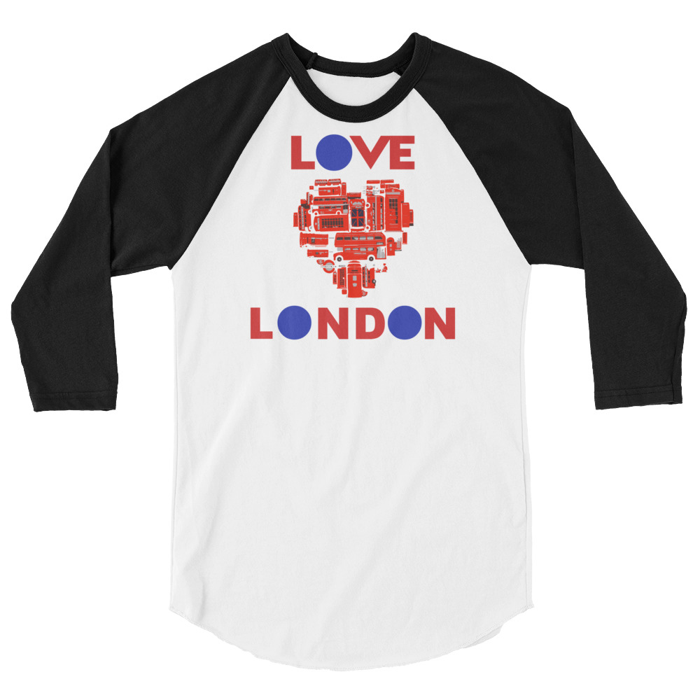 Anglotees Classic Design: Love London - 3/4 sleeve raglan shirt - Image 2