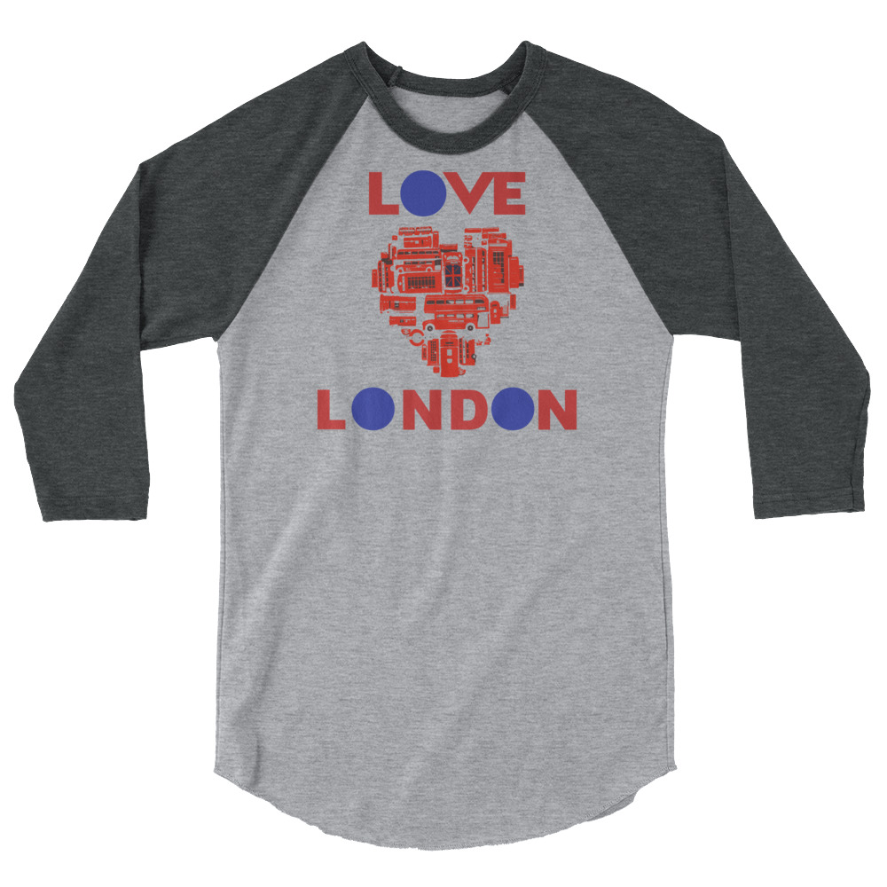 Anglotees Classic Design: Love London - 3/4 sleeve raglan shirt - Image 7