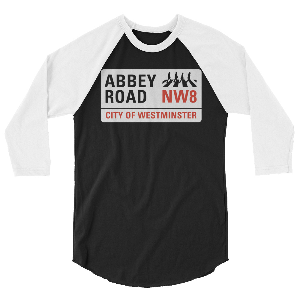 Anglotees Classic Design: Abbey Road Beatles Tribute - 3/4 sleeve raglan shirt