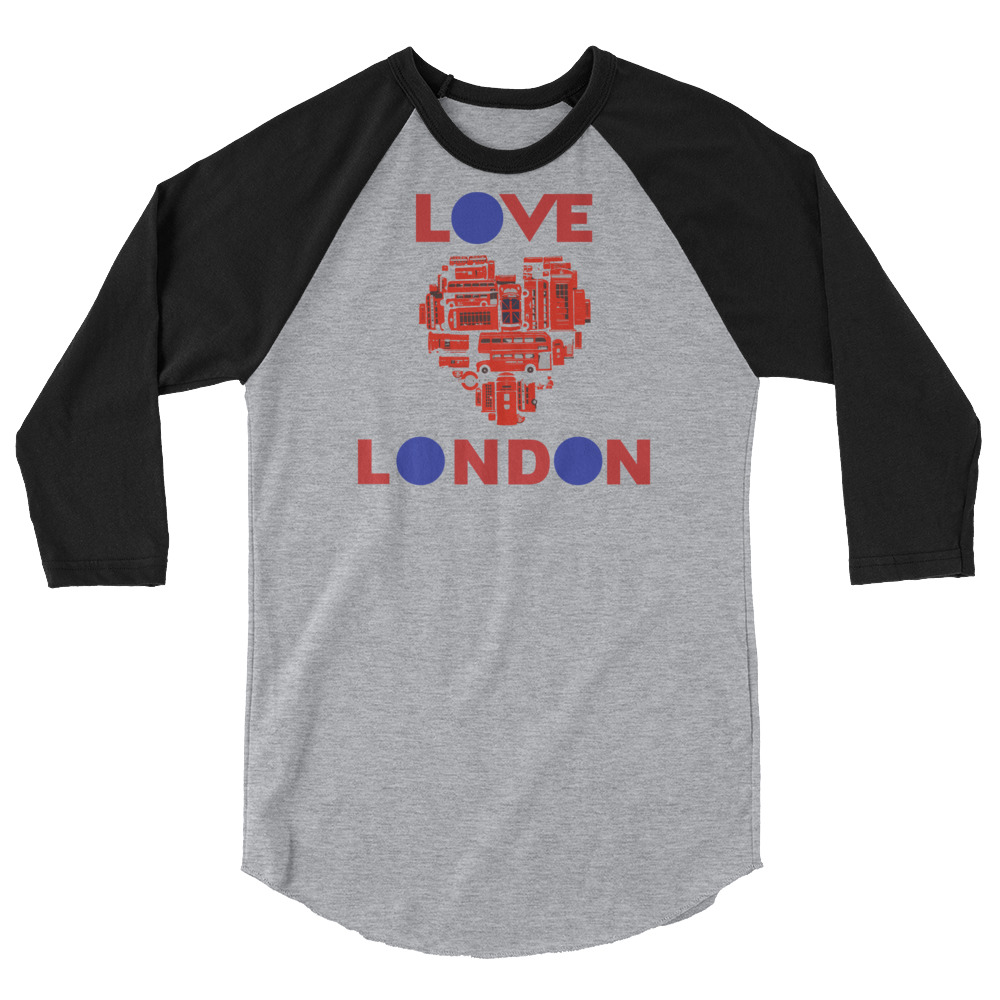 Anglotees Classic Design: Love London - 3/4 sleeve raglan shirt - Image 9
