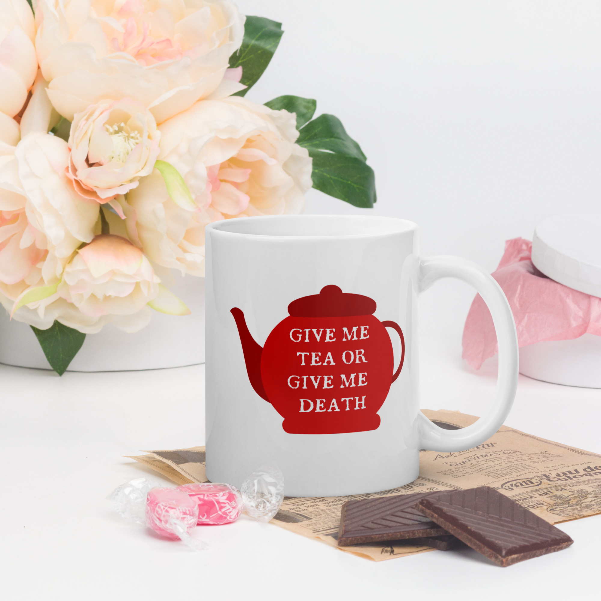 Give me Tea or Give Me Death - White glossy mug - Image 3