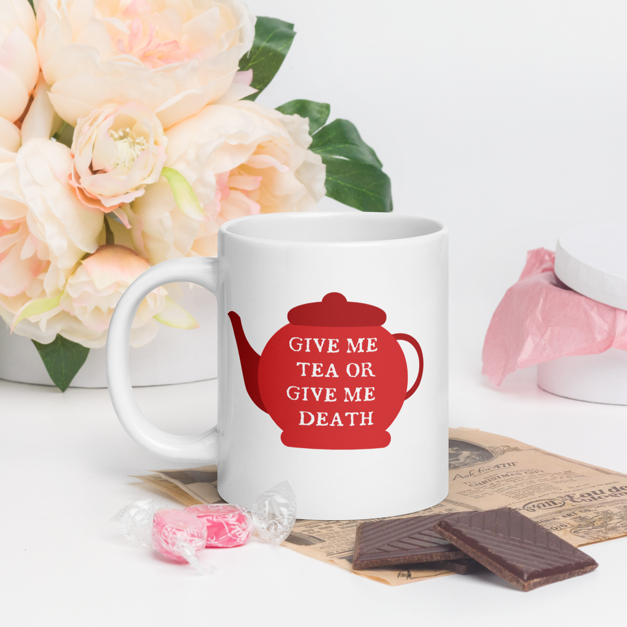 Give me Tea or Give Me Death - White glossy mug - Image 8